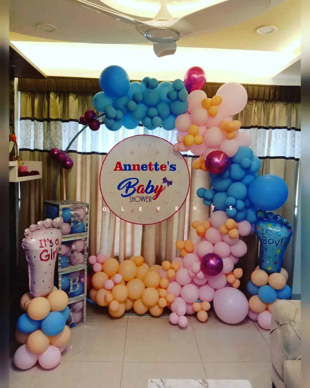 Newborn welcome decoration with pastel balloons, Gurugram