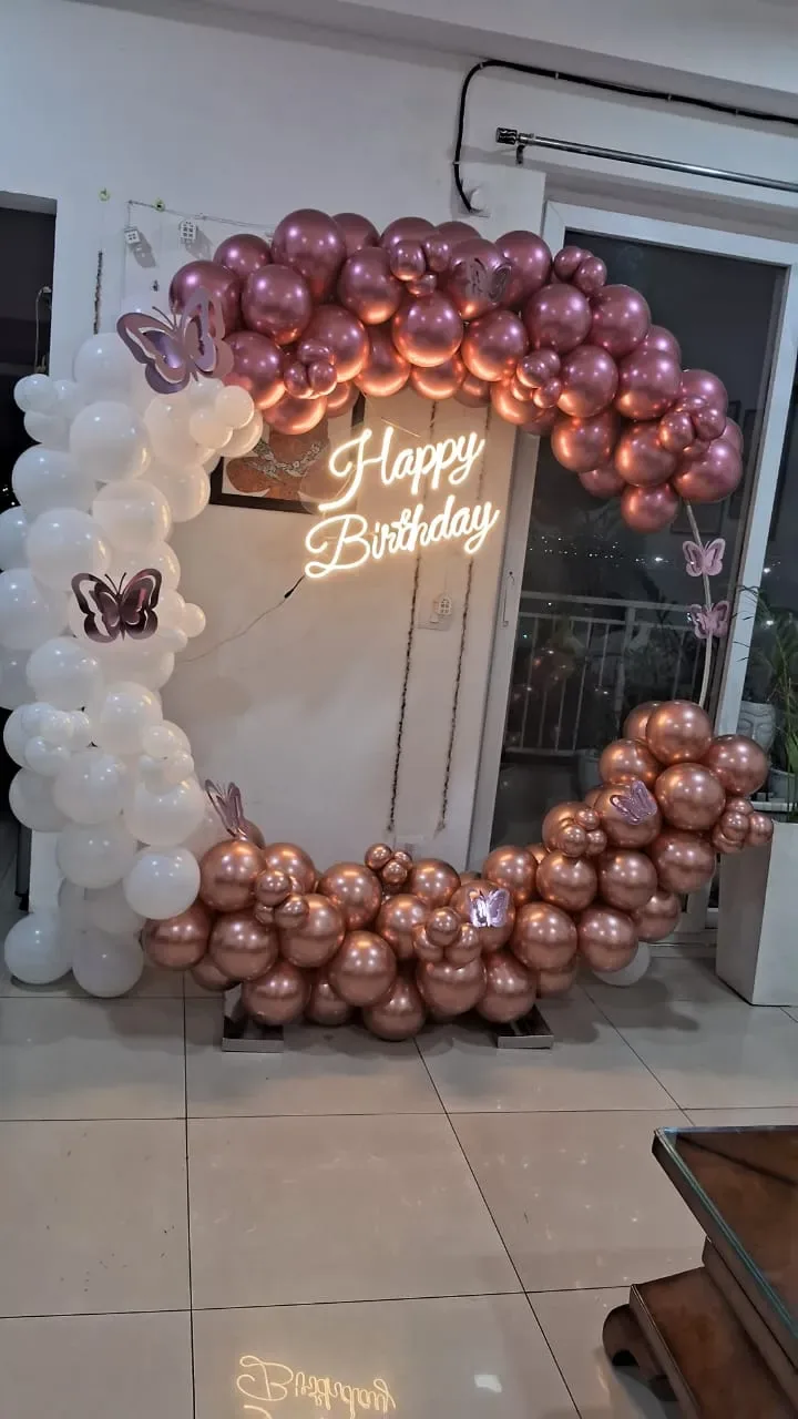 Luxury milestone birthday decoration with custom banner, Gurugram