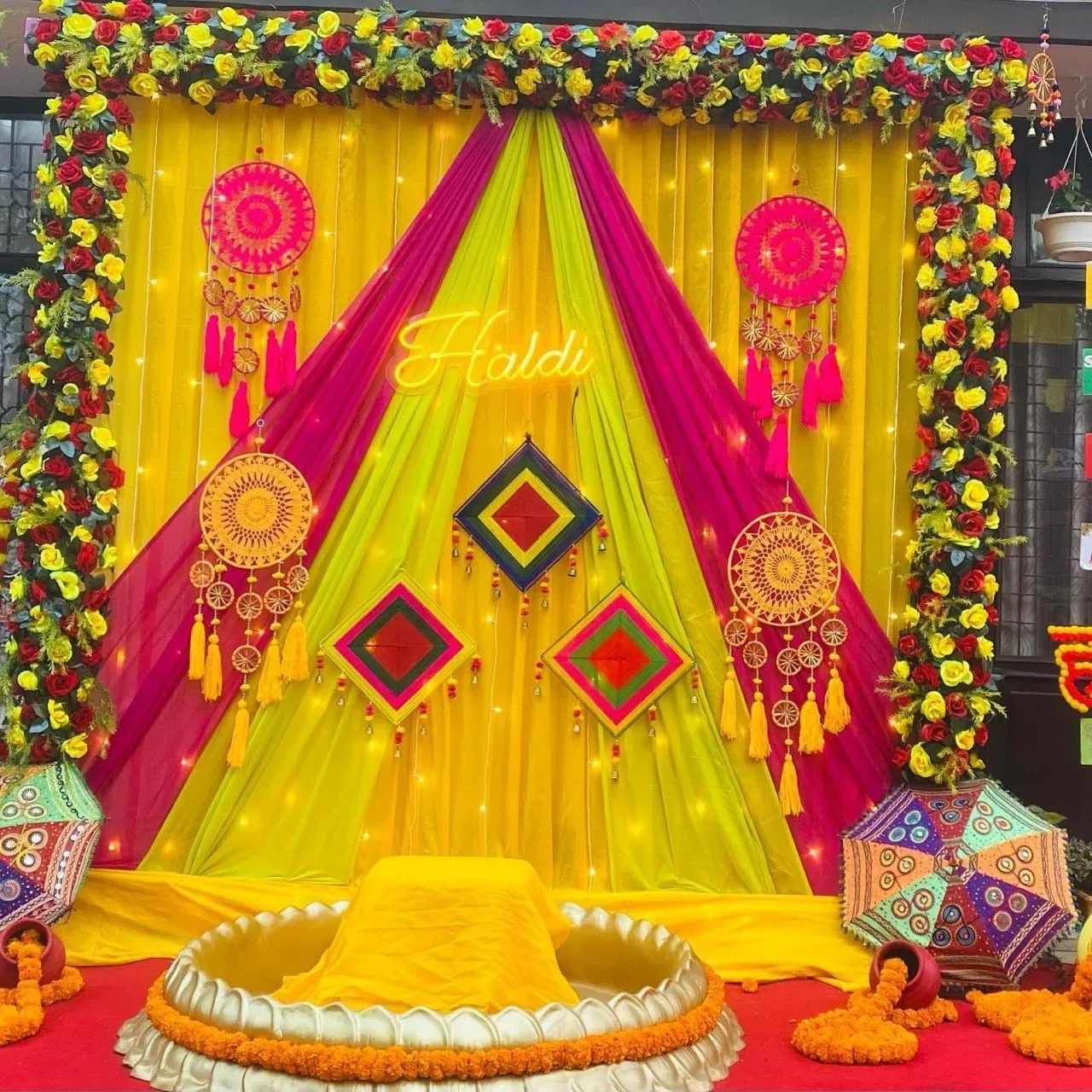 Haldi Flower Decoration Background