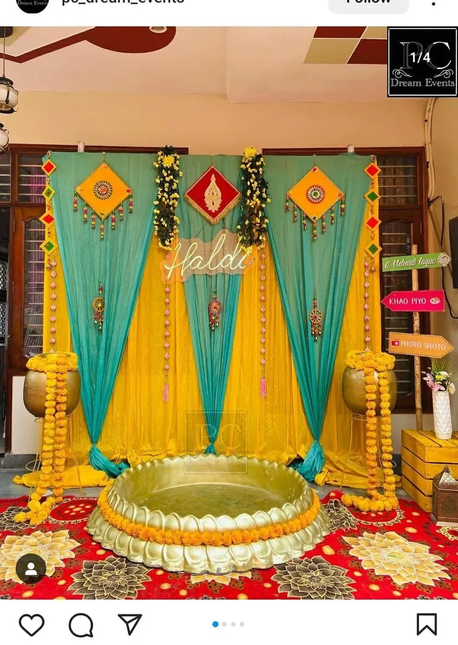 Simple Haldi Decoration for Terrace
