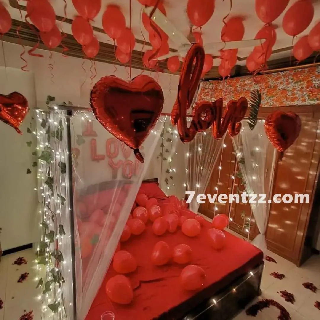 Romantic Room Decoration with Rose Petals
